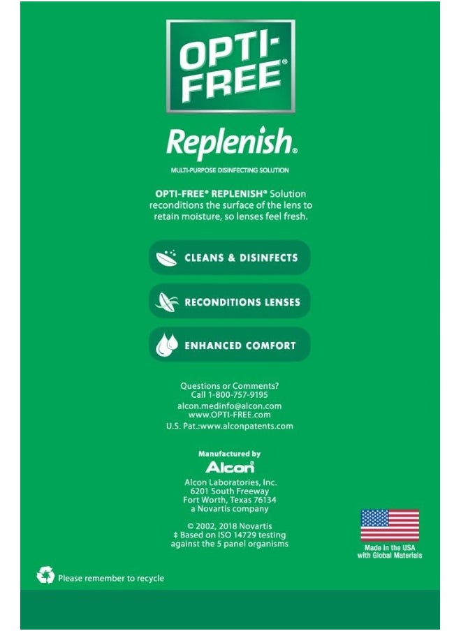 Opti-Free - Opti-Free Replenish Multi-Purpose Disinfecting Solution with Lens Case, Twin Pack, 10-Fluid Ounces Each - 2 Count(Pack of 1) - Image 1