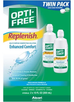 Opti-Free Opti-Free Replenish Multi-Purpose Disinfecting Solution with Lens Case, Twin Pack, 10-Fluid Ounces Each - 2 Count(Pack of 1)  - Image 2
