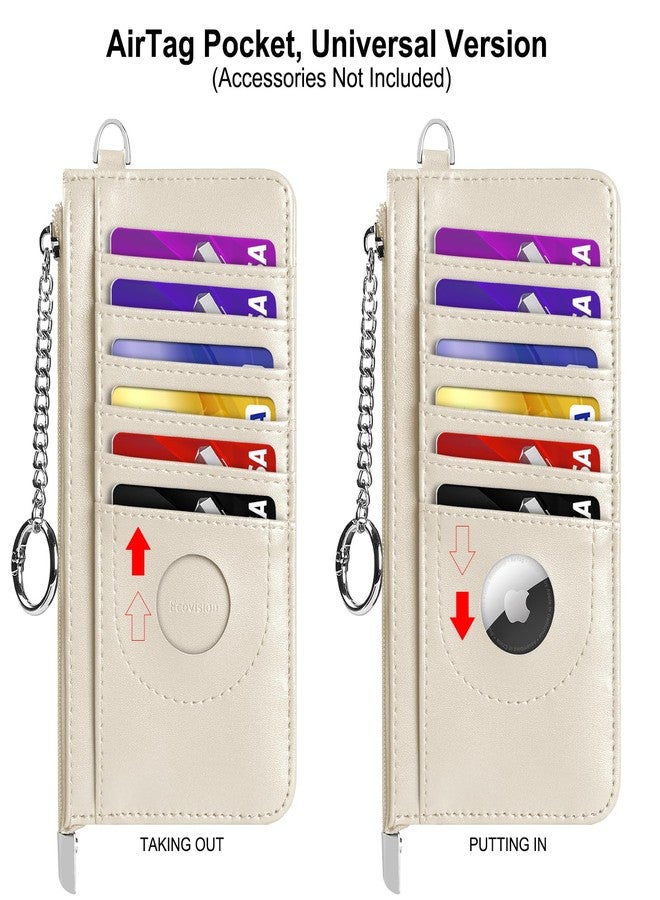 EcoVision RFID Blocking Slim Credit Card Holder Wallet with Zipper Money Pocket & Keychain, Slim Airtag Wallet for Men Women - Image 3