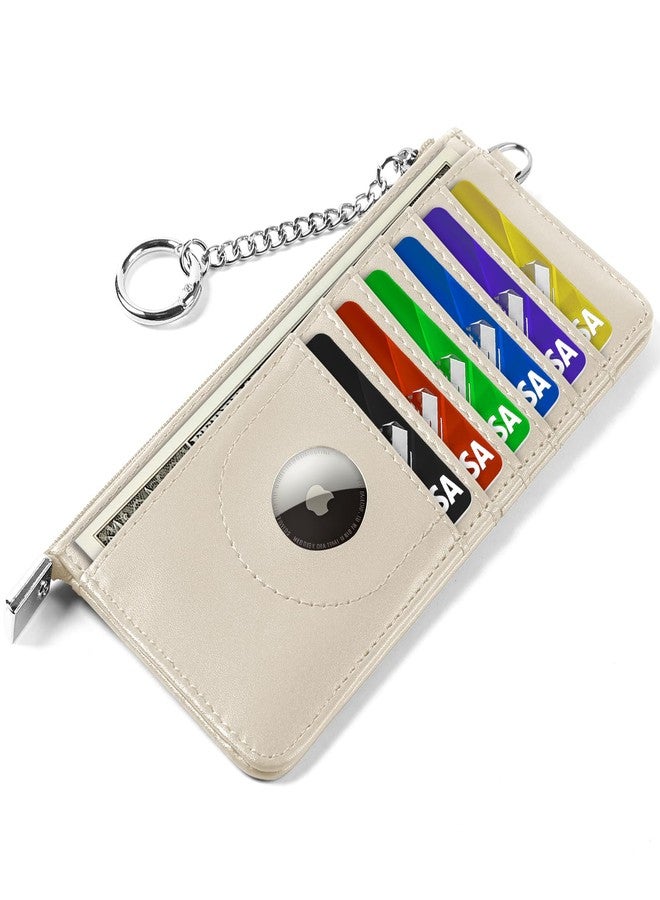 EcoVision RFID Blocking Slim Credit Card Holder Wallet with Zipper Money Pocket & Keychain, Slim Airtag Wallet for Men Women - Image 1