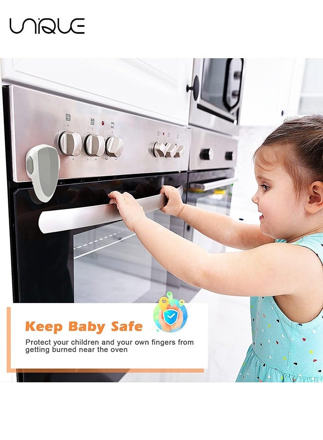 Unique 2 Pcs Oven Door Lock Child Safety,Oven Baby Proof Childproof Oven Front Lock Easy to Install and Use Heat-Resistant and Durable Material, with 3M Adhesive, No Screws or Drill（White）  - Image 5