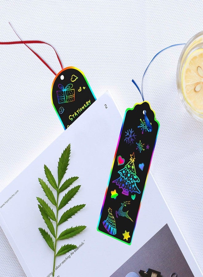 AUGSUN 96 Set Magic Scratch Rainbow Bookmarks Making Kit for Kids Students Christmas Party Favor Scratch Paper DIY Bookmarks Bulk with Bamboo Stylus (Regular) - Image 5