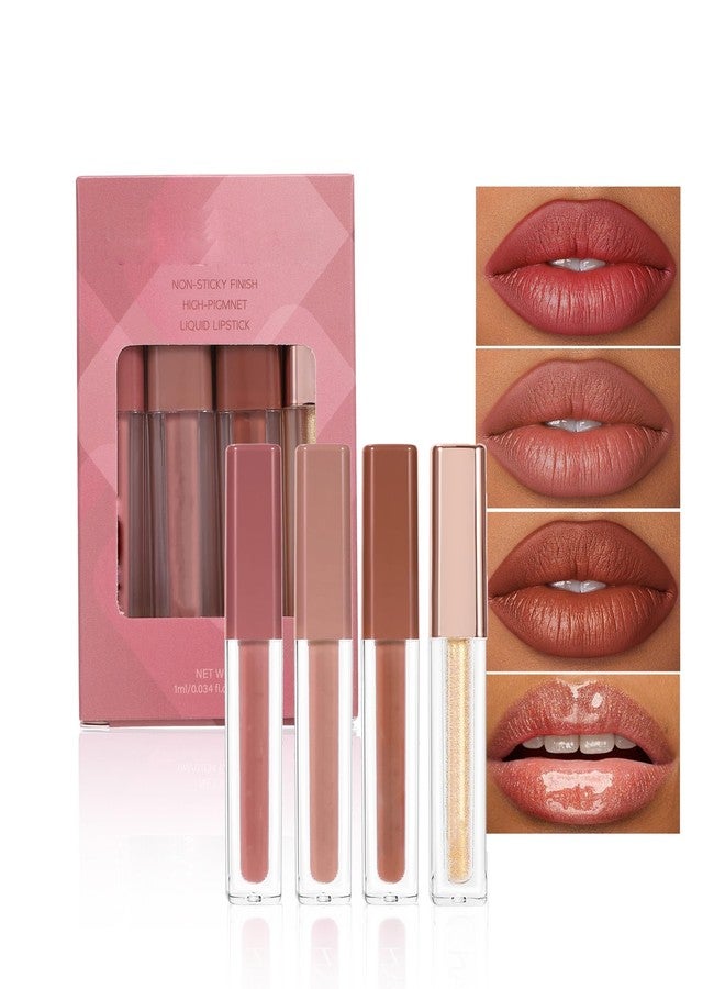 ايزي دايز مجموعة ملمع الشفاه غير اللامع من إيزيلي دايز، 4 قطع، بلمسة نهائية غير لامعة ولؤلؤية، زيت لامع للشفاه، أحمر شفاه مرطب يدوم طويلاً، غير لزج، تركيبة غنية بالأصباغ تدوم طوال اليوم، مجموعة C بتأثير لامع ومخملي - Image 1