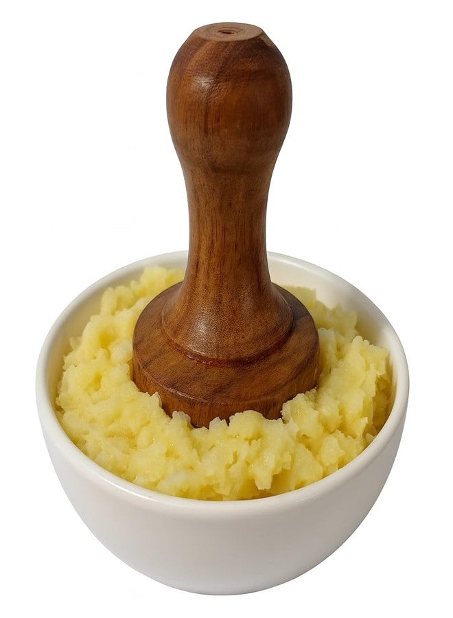 DBY Wooden Potato Masher daily use Wooden Pav Bhaji/Vegetable/Potato Masher Wooden Roti Chapati Presser,Roti Bhakri Or Khakara on Tava Presser - Image 4