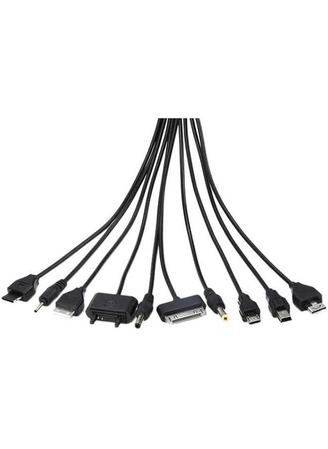 ماركة غير محددة قطعة واحدة 10 في 1 كابلات USB متعددة الشحن باللون الأسود للهواتف المحمولة، سلك شحن USB 20 سم/7.87 بوصة، كابل شاحن الهاتف المحمول من USB إلى متعدد المقابس، كابل USB للهواتف الذكية، كابل شاحن 7.87 بوصة  - Image 3