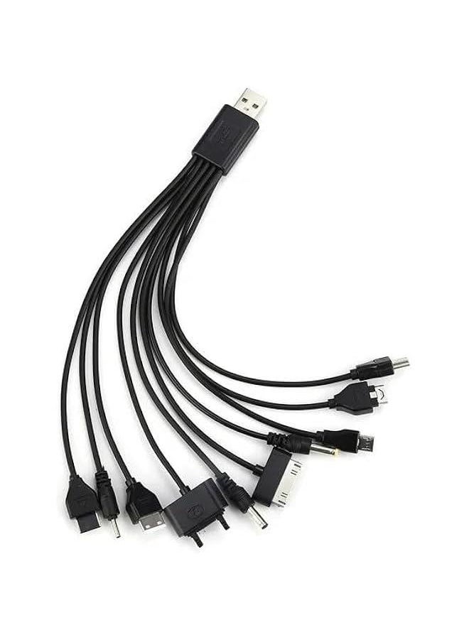 ماركة غير محددة قطعة واحدة 10 في 1 كابلات USB متعددة الشحن باللون الأسود للهواتف المحمولة، سلك شحن USB 20 سم/7.87 بوصة، كابل شاحن الهاتف المحمول من USB إلى متعدد المقابس، كابل USB للهواتف الذكية، كابل شاحن 7.87 بوصة  - Image 4