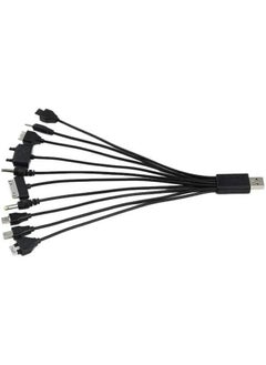 Generic 1 Piece 10 In 1 USB Black Multi Charger USB Cables For Mobile Phones USB Charging Cord 20CM/7.87in Universal USB To Multi Plug Cell Phone Charger Cable USB Cable For Smartphone Charger Cable 7.87in  - Image 5