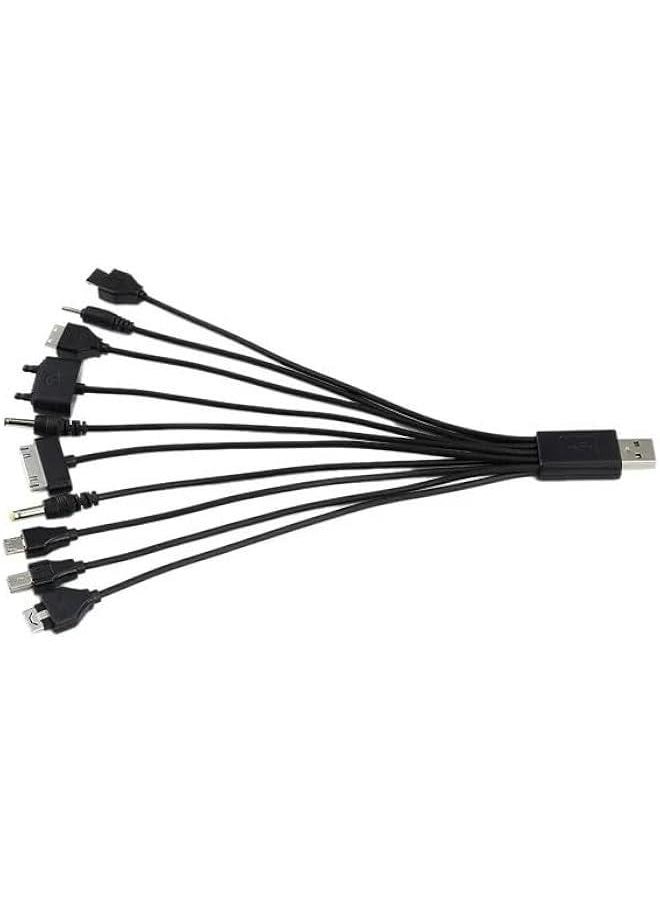 ماركة غير محددة قطعة واحدة 10 في 1 كابلات USB متعددة الشحن باللون الأسود للهواتف المحمولة، سلك شحن USB 20 سم/7.87 بوصة، كابل شاحن الهاتف المحمول من USB إلى متعدد المقابس، كابل USB للهواتف الذكية، كابل شاحن 7.87 بوصة  - Image 5