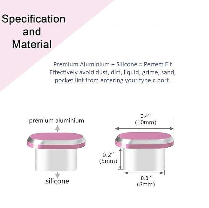 Enclave USB C Dust Plug, Type C Anti Dust Plug Cover Charging Port Protector Cap with Cleaning Brush for All USB C Devices.(Pack of 2) (Pink) - Image 5