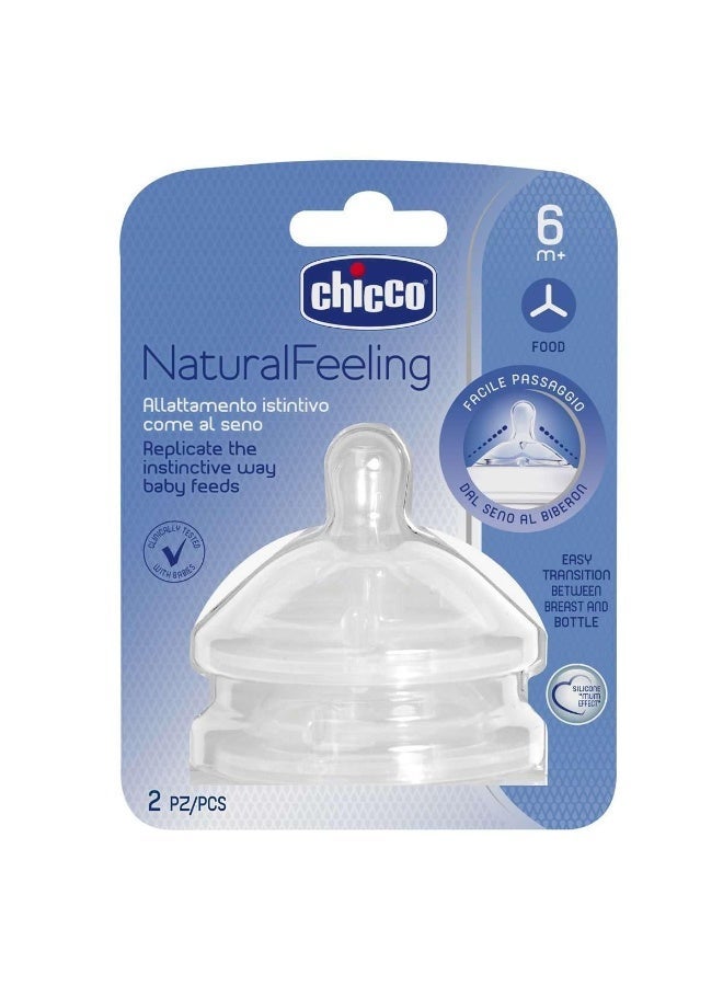 Chicco Teat Natural Feeling with Anti-Colic Effect, Nipple For Wide Neck Feeding Bottles, Fast Flow, For Babies & Toddlers 6m+ (Pack of 2) - Image 1