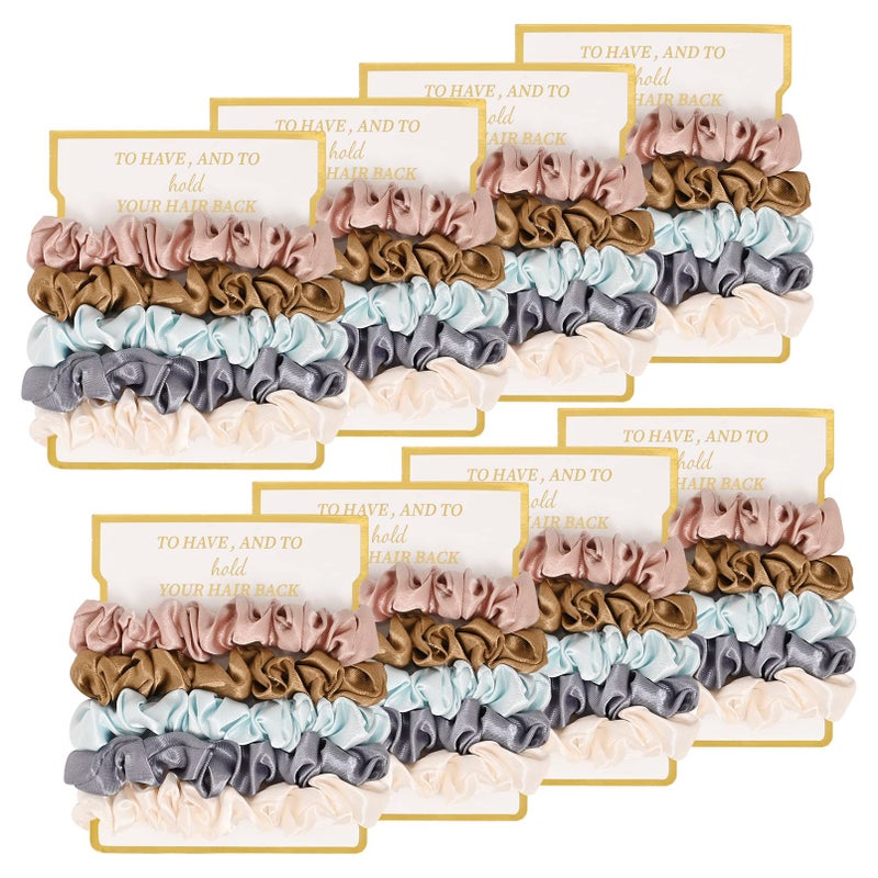 8 Pack Satin Scrunchies Hair Ties Bachelorette Party Favors Hair Accessories for Womens Bridesmaid Proposal Gift Ivory Rose Gold Dusty Blue Blue Gold