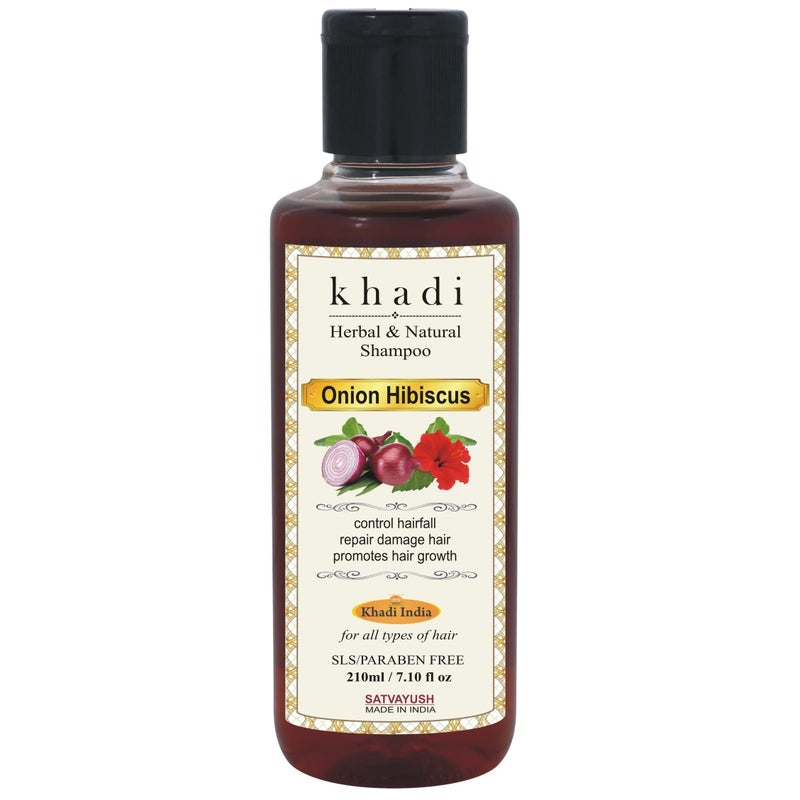 Satvayush Khadi Red Onion Hibiscus Shampoo/Cleanser For Best Anti Hair Fall Natural & Herbal Men & Women -210 ml - Image 5