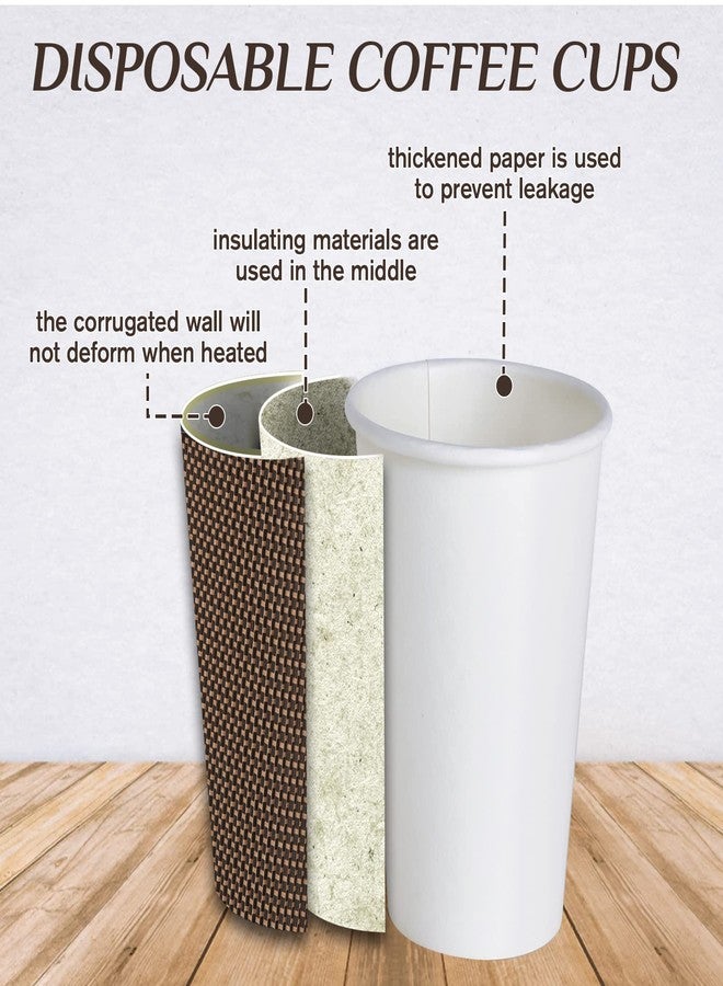 LITOPAK 80 Pack 16 oz Paper Coffee Cups, Insulated Ripple Wall Paper Cups with Lid and Straws, Three Layer Insulated Hot Beverage Cups for Hot Drinks, Coffee Cups for Parties, Picnic, and Travel - Image 3