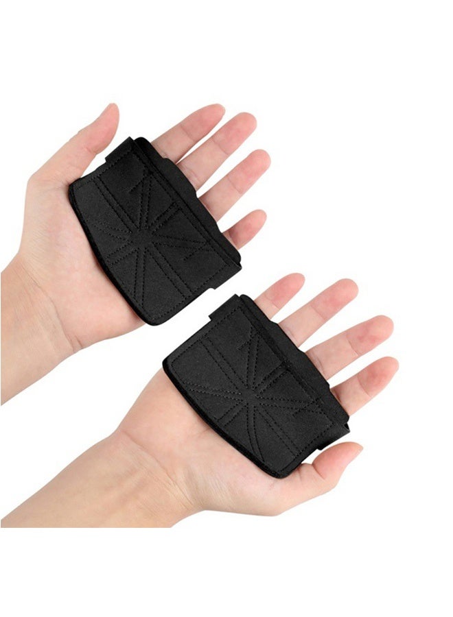 قفازات رياضية مقاس واحد قفازات لياقة بدنية للجنسين من جلد البقر السميك للجنسين، نصف إصبع غير قابل للانزلاق، واقي للمعصم معدات تمرين الشريط الأفقي قفازات مضادة للعضلات بأربعة أصابع - Image 2