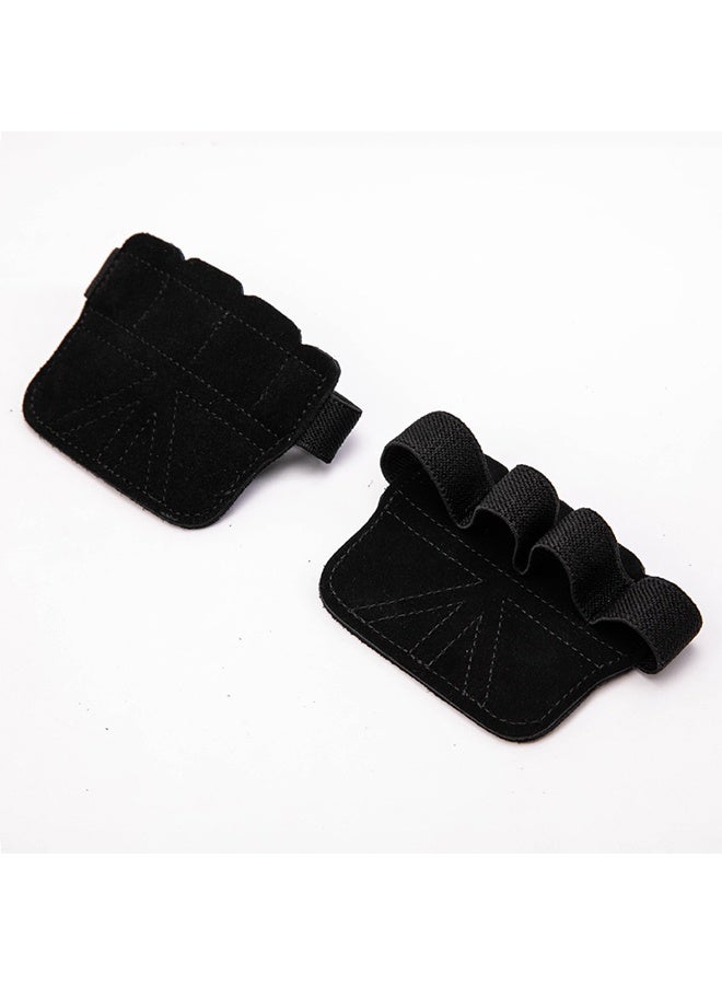 قفازات رياضية مقاس واحد قفازات لياقة بدنية للجنسين من جلد البقر السميك للجنسين، نصف إصبع غير قابل للانزلاق، واقي للمعصم معدات تمرين الشريط الأفقي قفازات مضادة للعضلات بأربعة أصابع - Image 1