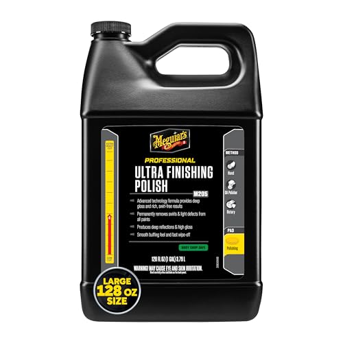 Meguiar’s Professional Ultra Finishing Polish M20501 - Scratch and Swirl Remover, High-Gloss Detailing Polish for a Show Car Shine, for Use by Hand, DA Polisher or Rotary, 128 Oz, 1 Gallon