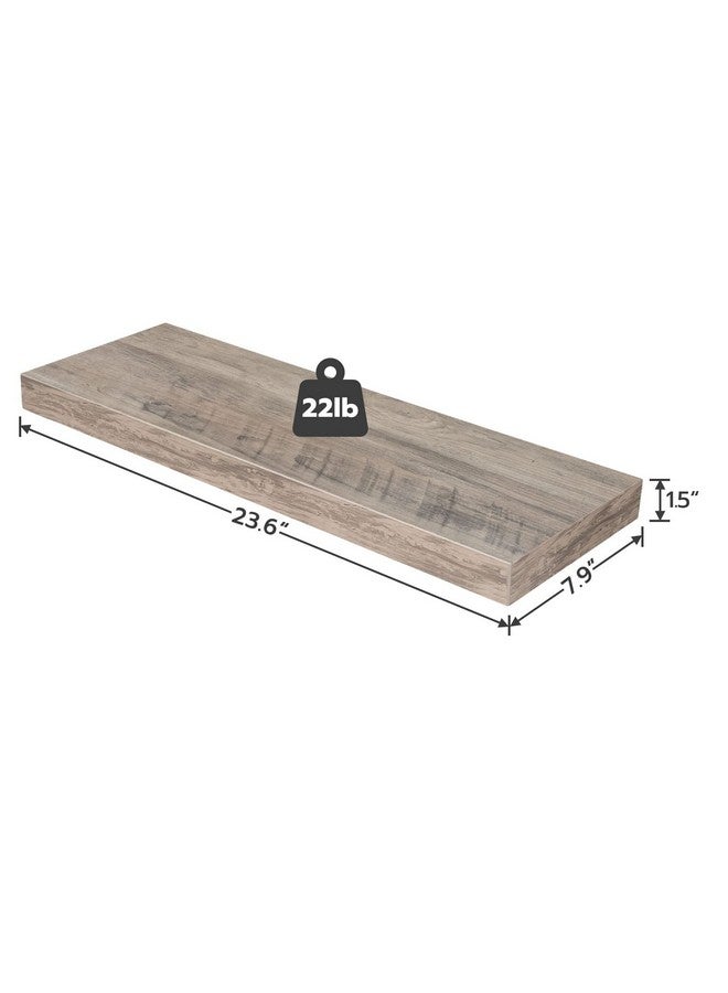HOOBRO HOOBRO Floating Shelves, Wall Shelf Set of 2, 23.6 Inch Hanging Shelf with Invisible Brackets, for Wall Decor in Bathroom, Bedroom, Toilet, Kitchen, Living Room, Office, Greige BG60BJ01G1  - Image 3