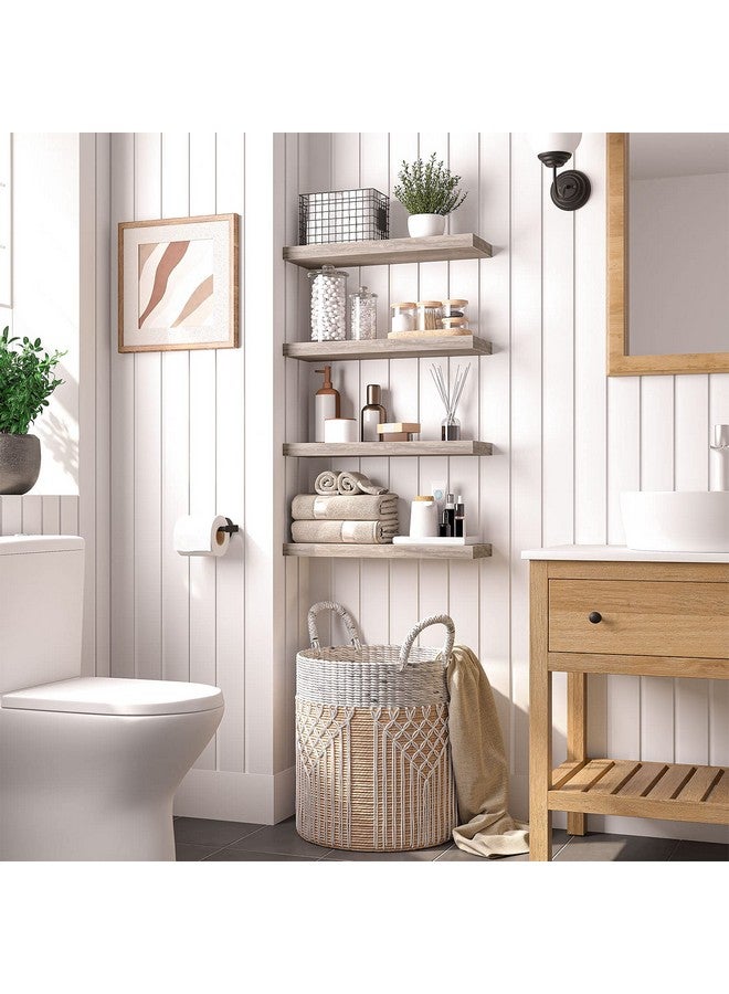 HOOBRO HOOBRO Floating Shelves, Wall Shelf Set of 2, 23.6 Inch Hanging Shelf with Invisible Brackets, for Wall Decor in Bathroom, Bedroom, Toilet, Kitchen, Living Room, Office, Greige BG60BJ01G1  - Image 1