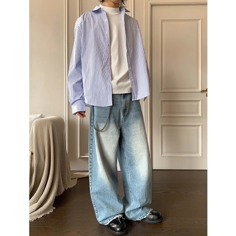 Unisex Classic Denim Jeans Loose Fit Daily Outdoor Wear - Image 1