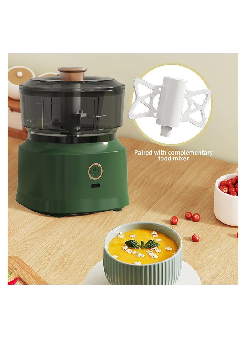 Rechargeable Food Processor Electric Garlic Chopper Vegetable Chopper Blender Electric Vegetable Masher Mincer USB Charging One-press Operation for Nuts Chili Onion Minced Meat and Spices