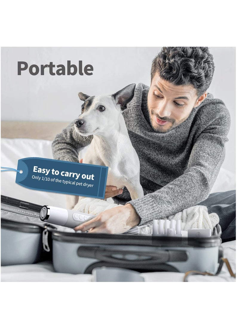 SYOSI Pet Dryer, Portable Handheld Pet Dryer Grooming Dog Dryer Less Noise, Dog Blow Dryer with NTC Smart Temperature Control High Velocity and 3 Different Nozzles, for Household Travel Camping - Image 2