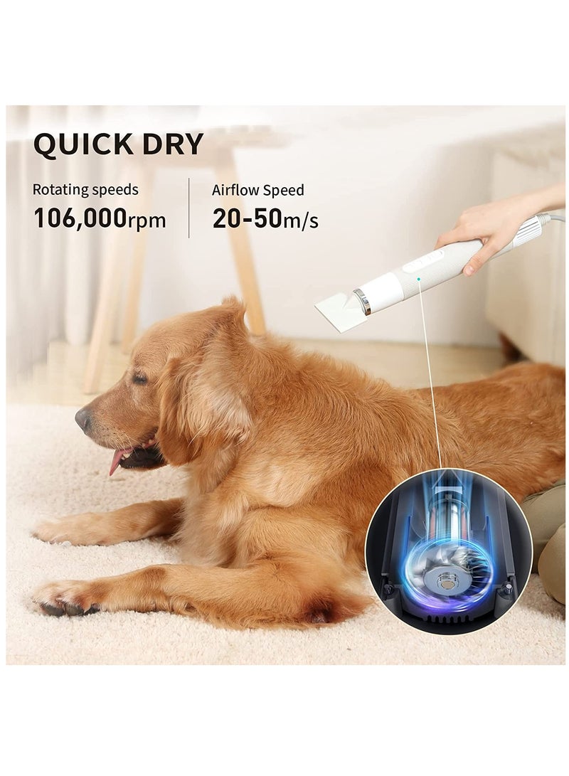 SYOSI Pet Dryer, Portable Handheld Pet Dryer Grooming Dog Dryer Less Noise, Dog Blow Dryer with NTC Smart Temperature Control High Velocity and 3 Different Nozzles, for Household Travel Camping - Image 4