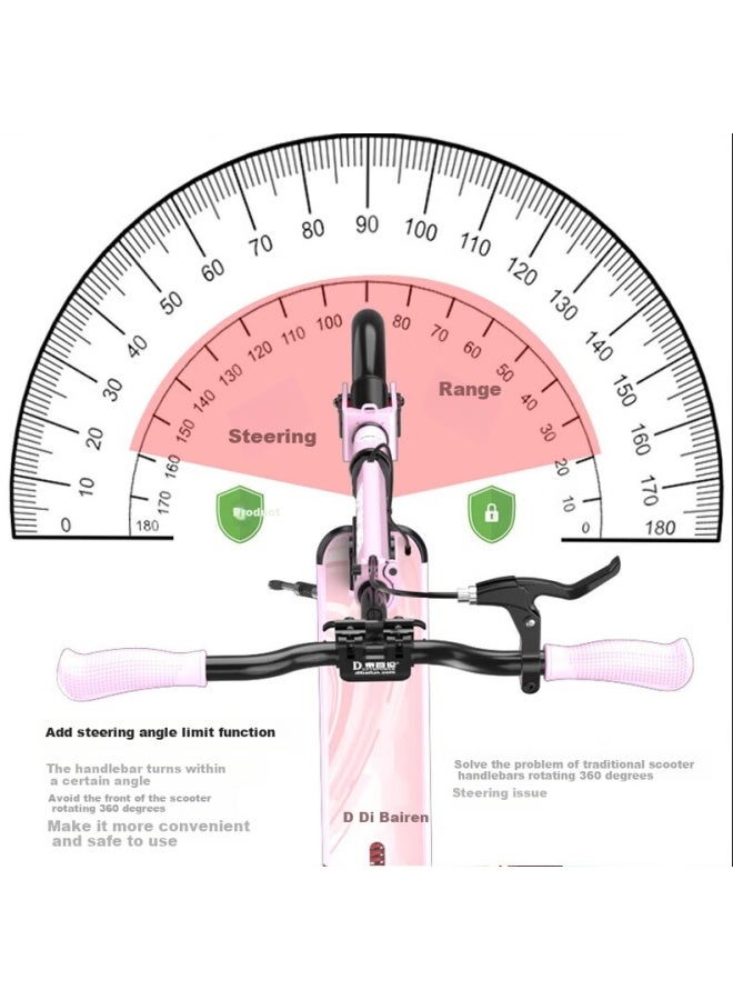Depthpower Two-wheel Kids Scooter Adult Commuting 6-40 Years Old Three Shock Absorbers Double Brakes With Safety Limit Flagship Pink With Gift - Image 2