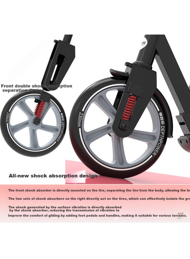 Depthpower Two-wheel Kids Scooter Adult Commuting 6-40 Years Old Three Shock Absorbers Double Brakes With Safety Limit Flagship Pink With Gift - Image 4