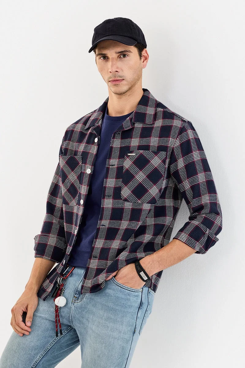 سنيتش قميص كاروهات مزدوج الجيوب من الفلانيل