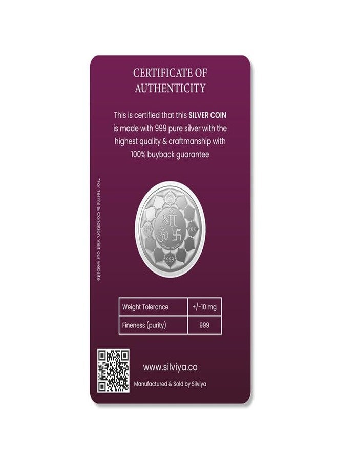 Silviya 999 Pure Silver Goddess Laxmi & Lord Ganesh Ji Coin | 2 Gm | Round | Diwali & Dhanteras Puja | Gift | Blessing - Image 3