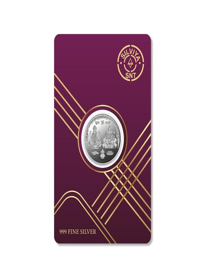 Silviya 999 Pure Silver Goddess Laxmi & Lord Ganesh Ji Coin | 2 Gm | Round | Diwali & Dhanteras Puja | Gift | Blessing - Image 2