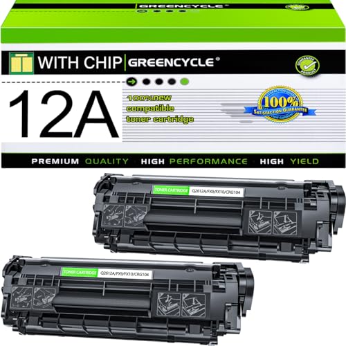 greencycle Q2612A Toner Cartridge Replacement Compatible for HP 12A Black Toner Cartridge Laserjet 1020 1010 1012 1018 1022 1022N 3015 3030 3052 3055 M1005 M1319F Printer Ink Cartridge (2PCS) - Image 1