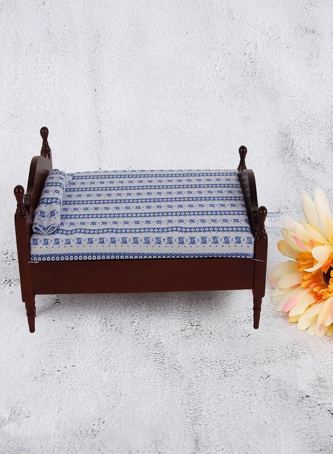 Mrisata Dollhouse Furniture Accessories Mini Wooden Bedroom Furniture Wood Miniature Bed Pillow for Dollhouse Decoration, Dollhouse Furniture Small Bed Toy Set, Pillow, Realistic Bedroom Accessories - Image 4