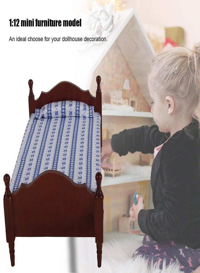 Mrisata Dollhouse Furniture Accessories Mini Wooden Bedroom Furniture Wood Miniature Bed Pillow for Dollhouse Decoration, Dollhouse Furniture Small Bed Toy Set, Pillow, Realistic Bedroom Accessories - Image 3