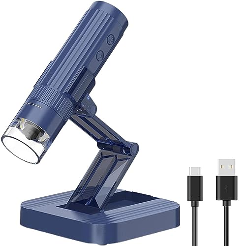 ETZIN USB Digital Microscope,50X-1000X Magnifying Coin Micros-cope,Handheld Pocket Mic-roscope Adults, HD Microsco-pe Camera, 8 LED Lights AdjustableBlue, USB. - Image 1