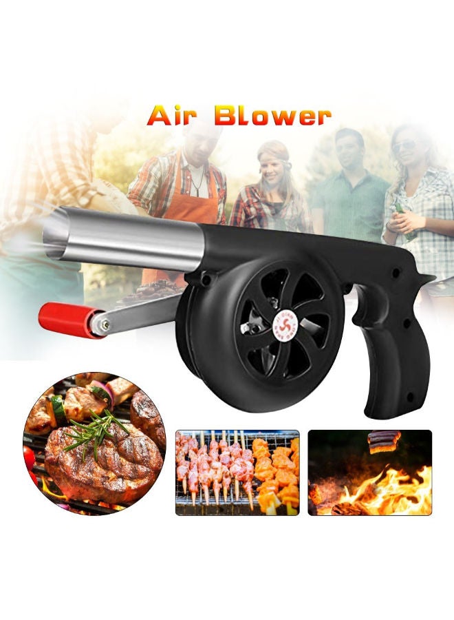 نيبمينينت Barbecue Fire Bellows Hand Crank Tool Black/Siver/Red - Image 3