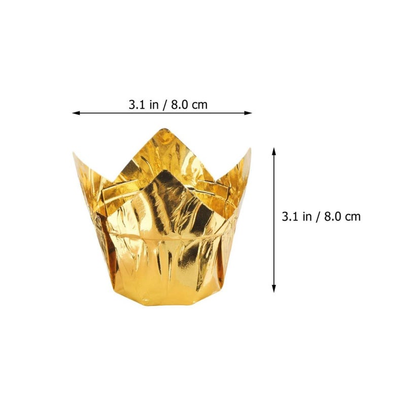 Disposable Tulip Cake Cups 100pcs Aluminized Greaseproof Oven Safe Baking Holders - Image 3