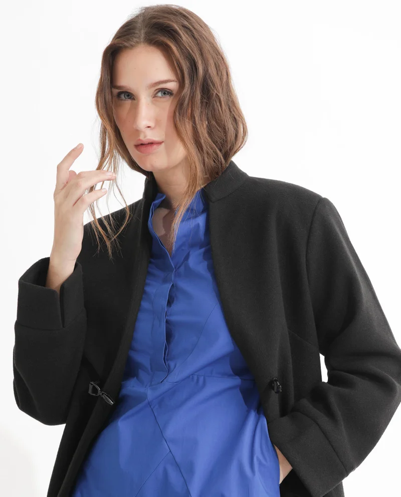 Rareism Women's Asymmetrical Poplin Dress With Mandarin Collar