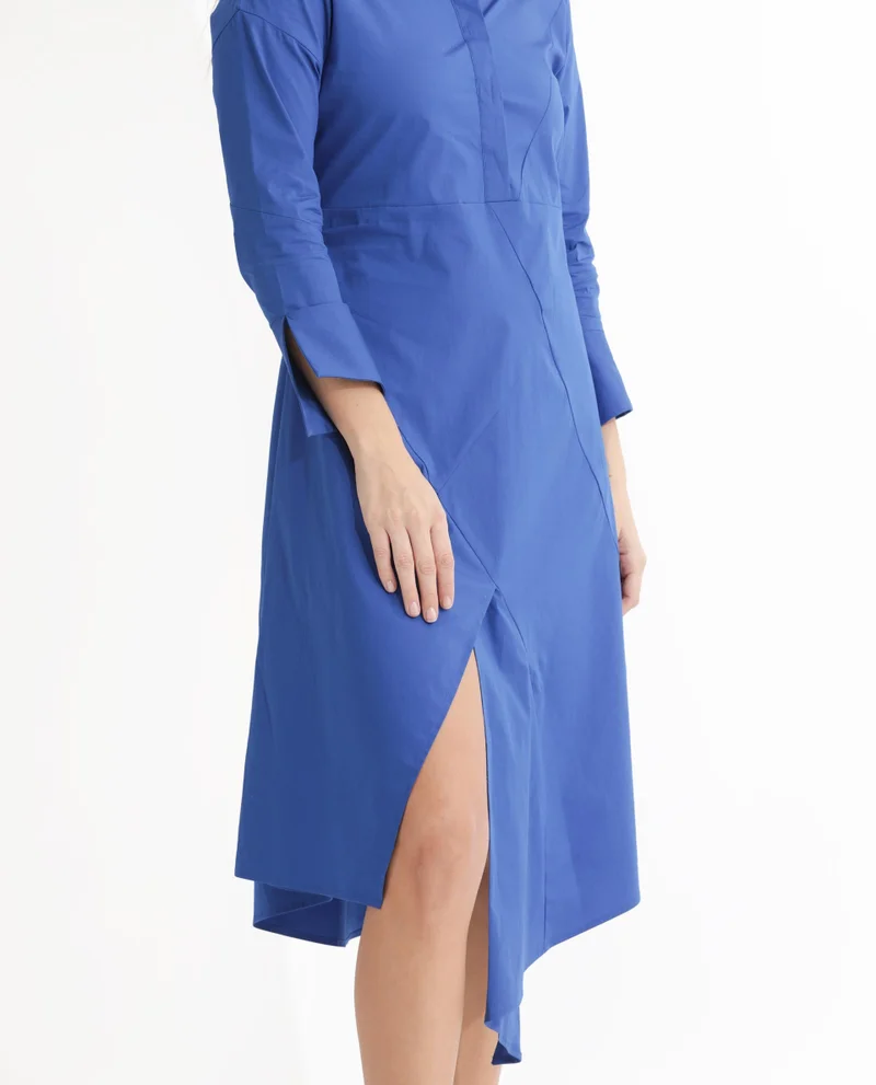 Rareism Women's Asymmetrical Poplin Dress With Mandarin Collar