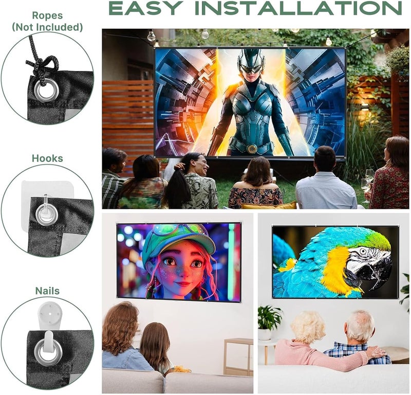 شاشة عرض خارجية AAJK ALR، شاشة عرض أفلام بدقة 4K، بنسبة 16:9، عالية الدقة، قابلة للطي ومقاومة للانثناء، محمولة، شاشة أفلام للمسرح المنزلي والاستخدام الداخلي والخارجي (80 بوصة ب��و) - Image 5