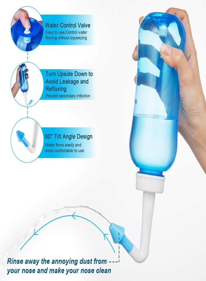 Designeez® Neti Pot Nasal Rinser - 300ml Sinus Rinse Bottle with 2 Tips, Nose Cleaner, Pressure Nasal Wash for Adults & Kids, BPA Free - Image 2