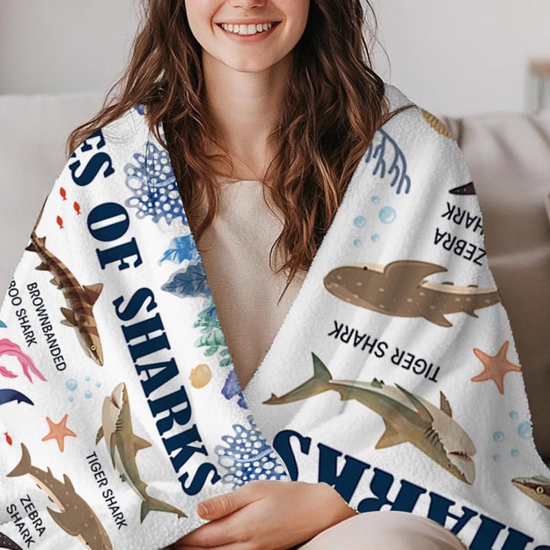 Shark Blanket Gifts for Boys Kids, Shark Blanket for Girls, Shark Gifts for Kids, Fish Gifts for Women Men, Gifts for Christmas Thanksgiving 50x60 in - Image 4
