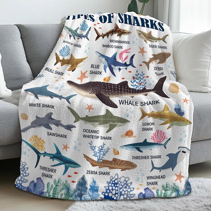 Shark Blanket Gifts for Boys Kids, Shark Blanket for Girls, Shark Gifts for Kids, Fish Gifts for Women Men, Gifts for Christmas Thanksgiving 50x60 in - Image 3