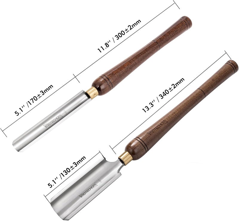 IMOTECHOM 2-Pieces HSS Roughing Gouge Lathe Chisel Set Wood Turning Tools with Wooden Box, 1-Inches and 2-Inches - Image 1
