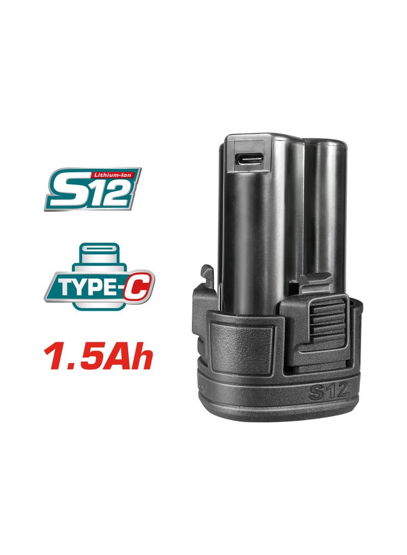 TOTAL 12V Compact Cordless Drill Driver Set - 2-Speed Power Drill (20Nm) with 15+1 Torque Settings, 2x 1.5Ah Batteries, USB Type-C Charging & Carrying Case - TDLI12206 - Image 5