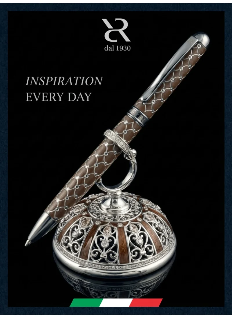 Ancora Ancora Rapide Faber Chrome Mocca Ballpoint Pen | Luxury Italian Pen | Faberge Inspired | Handcrafted Design