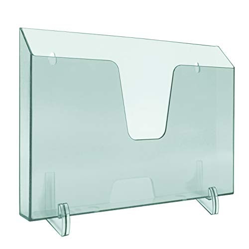 Acrimet Pocket File Holder Horizontal Design Brochure Display (for Wall Mount or Countertop Use) (Removable Supports Included) (Letter Size) (Clear Green Color) - Image 1