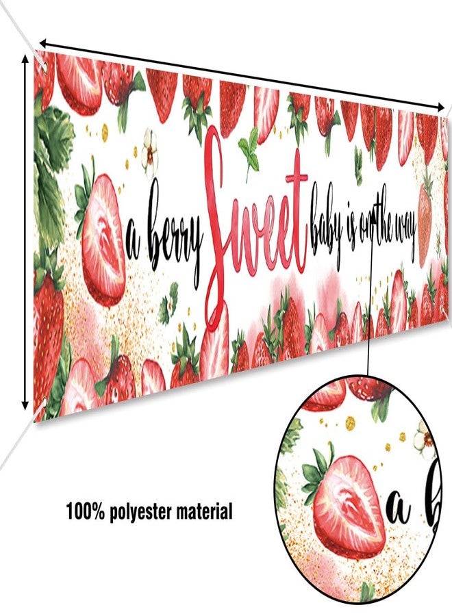 DOTOOMA 118 x 20 In Strawberry Baby Shower Pink A Berry Sweet Baby Is On The Way Banner Yard Sign Girl Welcome Party Newborn Birthday Cake Table Polyester Indoor Outdoor Decorations Supplies - Image 5