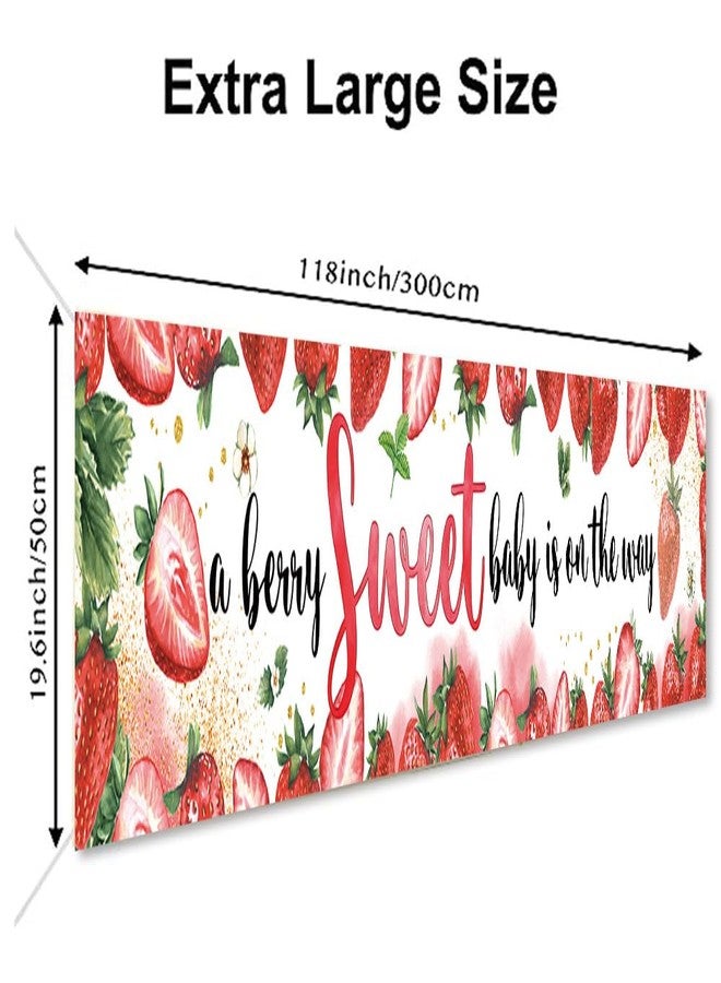 DOTOOMA 118 x 20 In Strawberry Baby Shower Pink A Berry Sweet Baby Is On The Way Banner Yard Sign Girl Welcome Party Newborn Birthday Cake Table Polyester Indoor Outdoor Decorations Supplies - Image 3