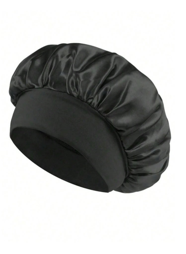 Shein Black Satin Sleep Cap – Soft Hair Protection Hat for Night or Travel - Image 2